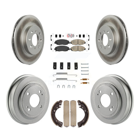 Front Rear Disc Brake Rotors Ceramic Pad & Coated Drum Kit (7Pc) For Honda Civic Acura EL KGA-104249