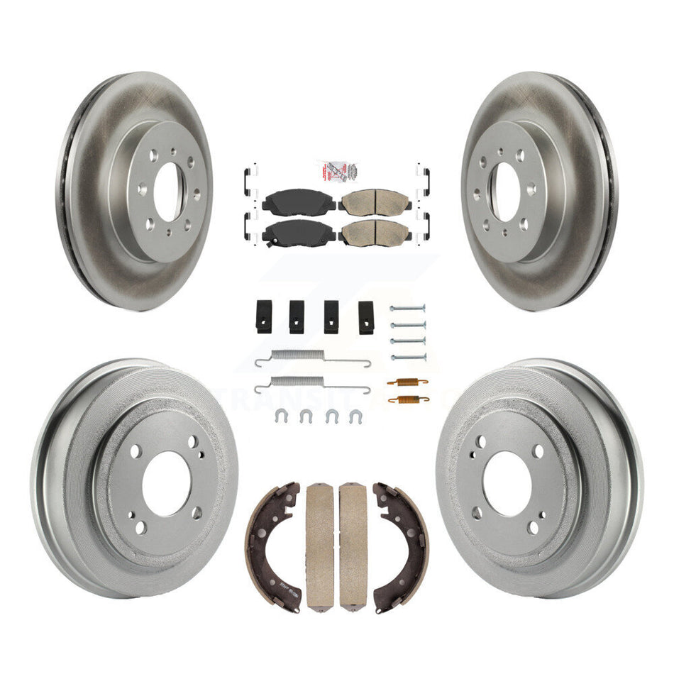 Front Rear Disc Brake Rotors Ceramic Pad & Coated Drum Kit (7Pc) For Honda Civic Acura EL KGA-104250