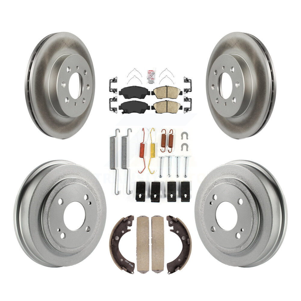 Front Rear Disc Brake Rotor Ceramic Pad And Coated Drum Kit (7Pc) For 2007-2008 Honda Fit KGA-104251