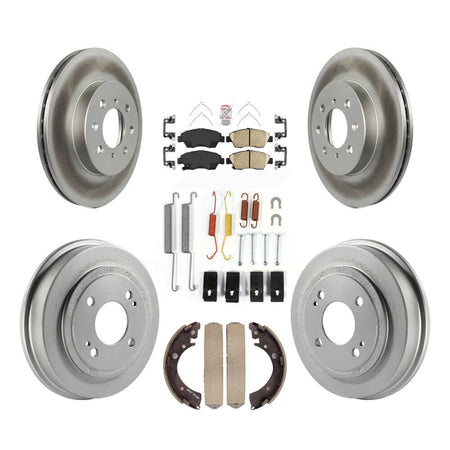Front Rear Disc Brake Rotor Ceramic Pad And Coated Drum Kit (7Pc) For 2007-2008 Honda Fit KGA-104251