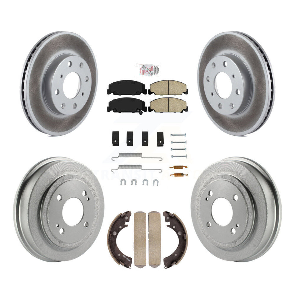 Front Rear Disc Brake Rotors Ceramic Pads And Coated Drum Kit (7Pc) For Honda Civic KGA-104252