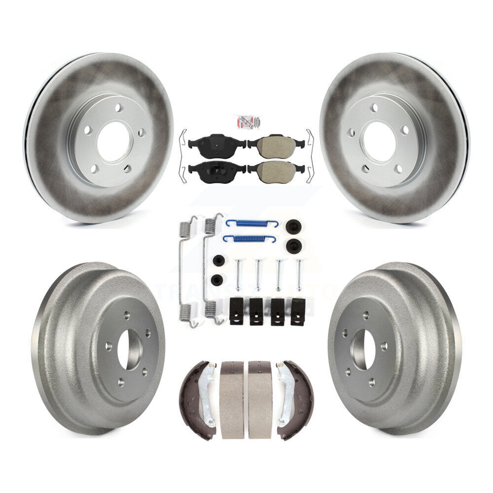 Front Rear Brake Rotor Semi-Metallic Pad & Coated Drum Kit (7Pc) For Ford Transit Connect KGA-104254