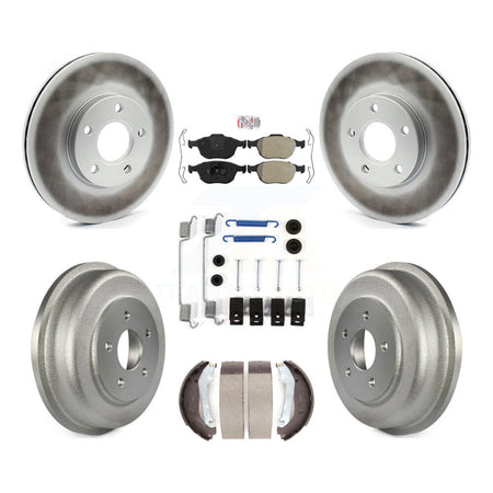 Front Rear Brake Rotor Semi-Metallic Pad & Coated Drum Kit (7Pc) For Ford Transit Connect KGA-104254
