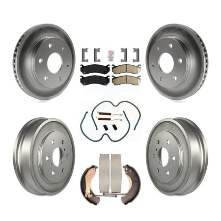 Front Rear Brake Rotor Ceramic Pad Coated Drum Kit (7Pc) For Chevrolet Silverado 1500 GMC KGA-104268