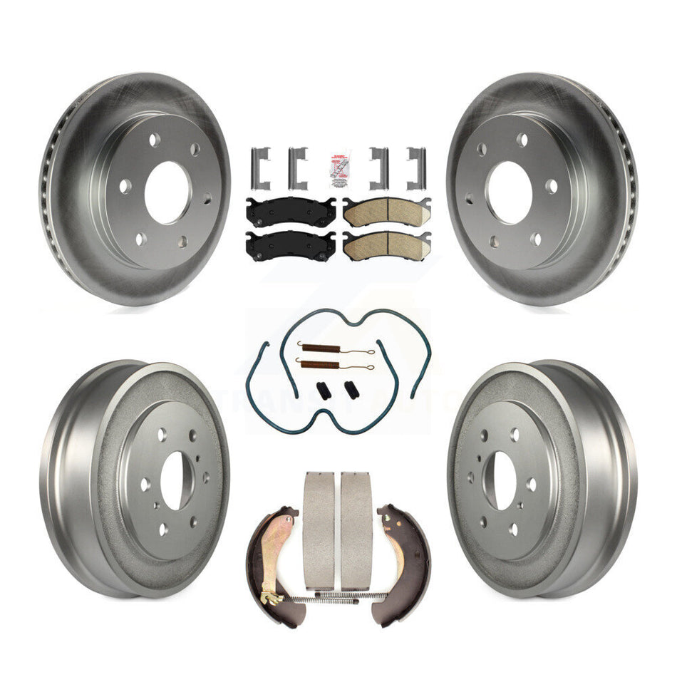 Front Rear Brake Rotor Ceramic Pad Coated Drum Kit (7Pc) For Chevrolet Silverado 1500 GMC KGA-104268