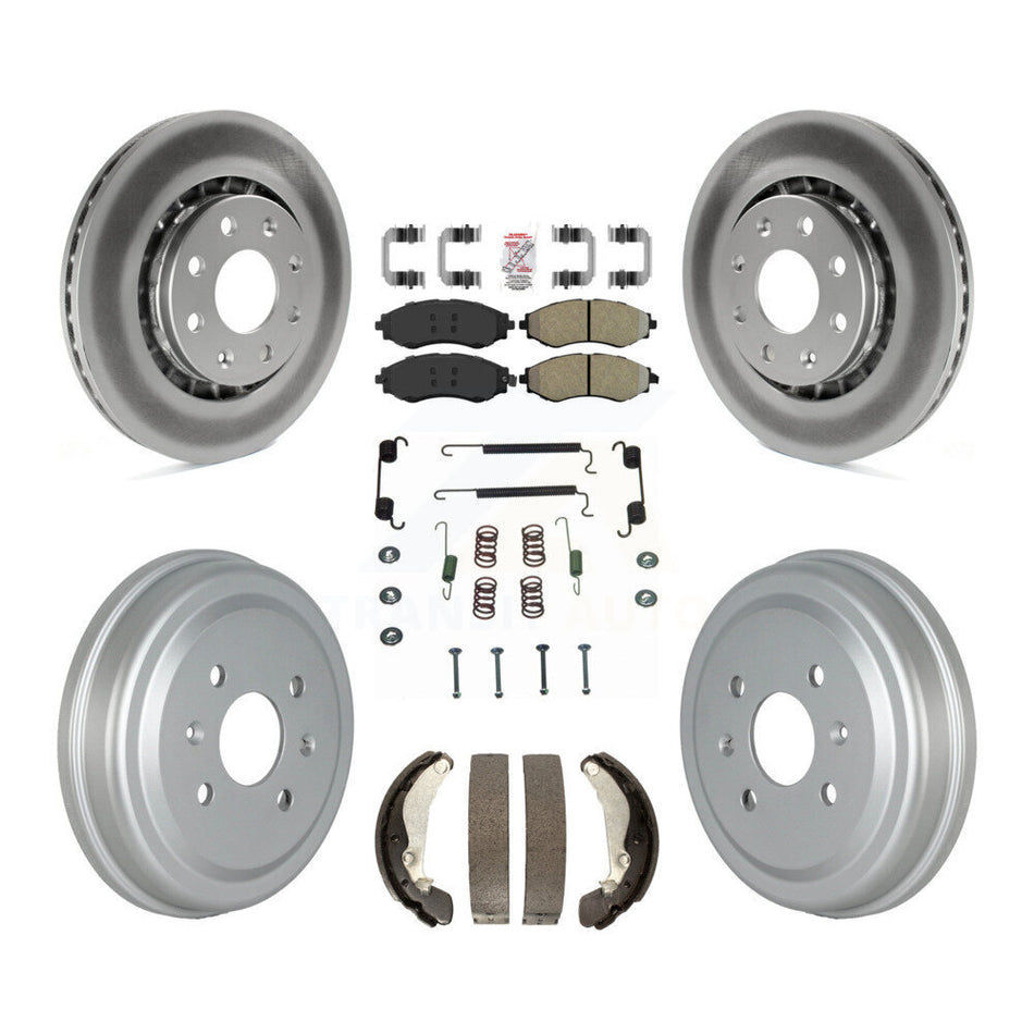 Front Rear Brake Rotor Semi-Metallic Pad Coated Drum Kit (7Pc) For Chevrolet Aveo Pontiac KGA-104273