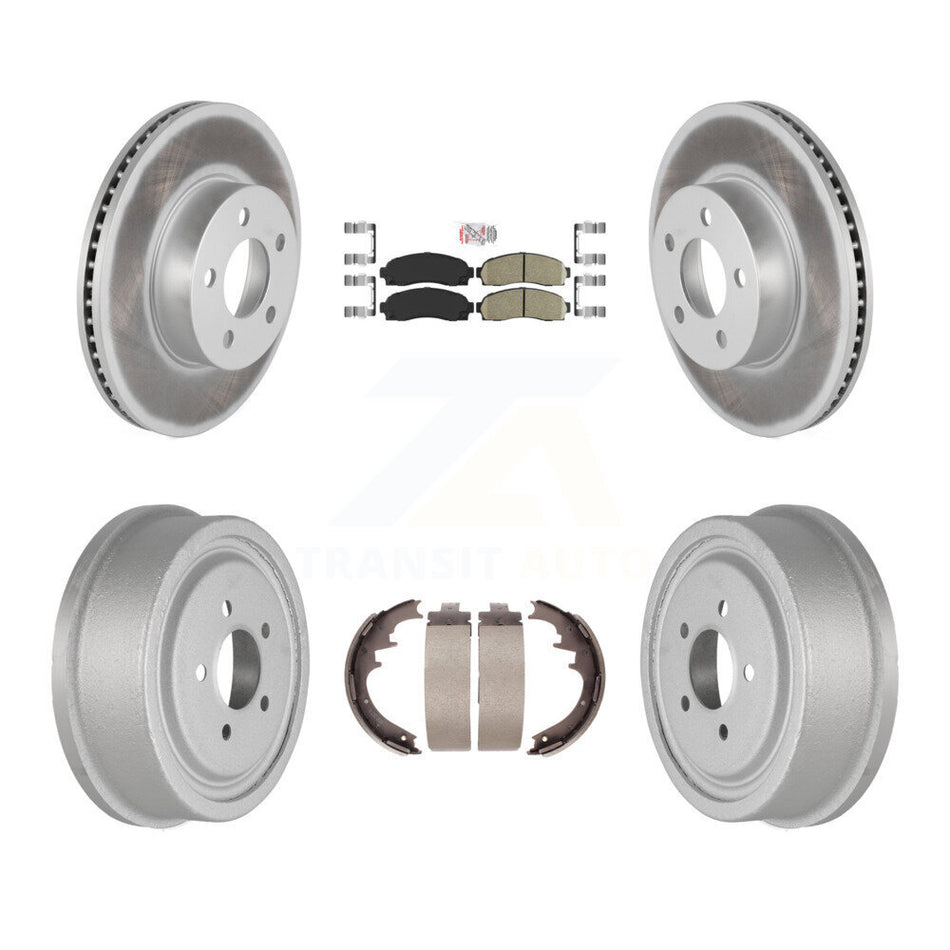 Front Rear Disc Brake Rotors Ceramic Pads And Coated Drum Kit For Ford Ranger Mazda B4000 KGA-104304
