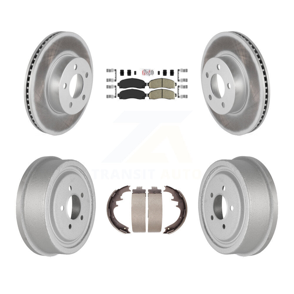 Front Rear Disc Brake Rotors Ceramic Pads And Coated Drum Kit For Ford Ranger Mazda B4000 KGA-104305