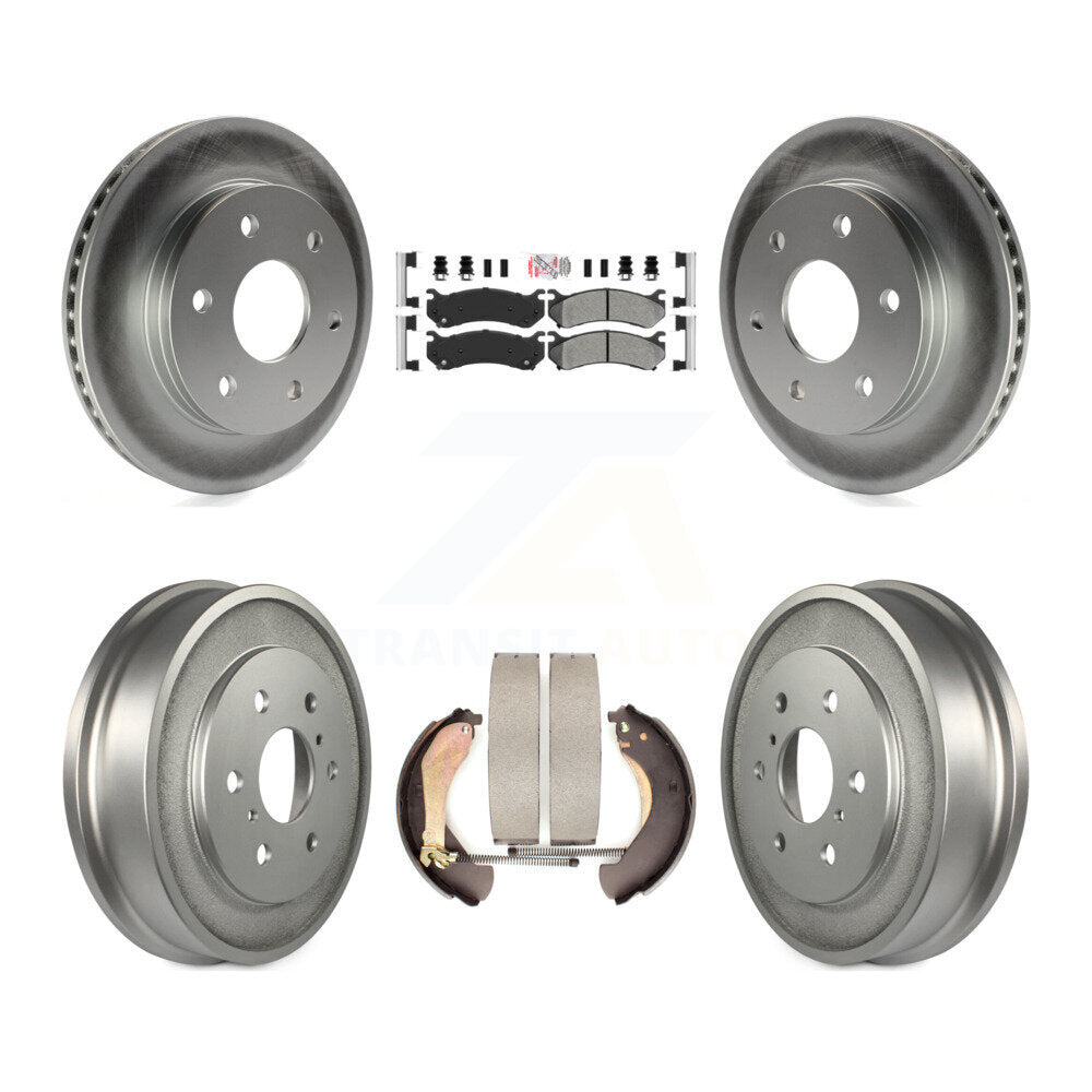 Front Rear Brake Rotor Semi-Metallic Pad Coated Drum Kit For Chevrolet Silverado 1500 GMC KGA-104311
