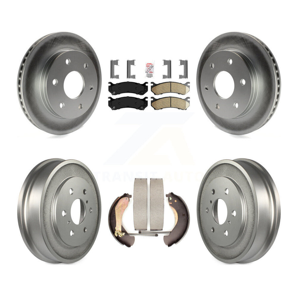 Front Rear Brake Rotors Ceramic Pad Coat Drum Kit For Chevrolet Silverado 1500 GMC Sierra KGA-104314