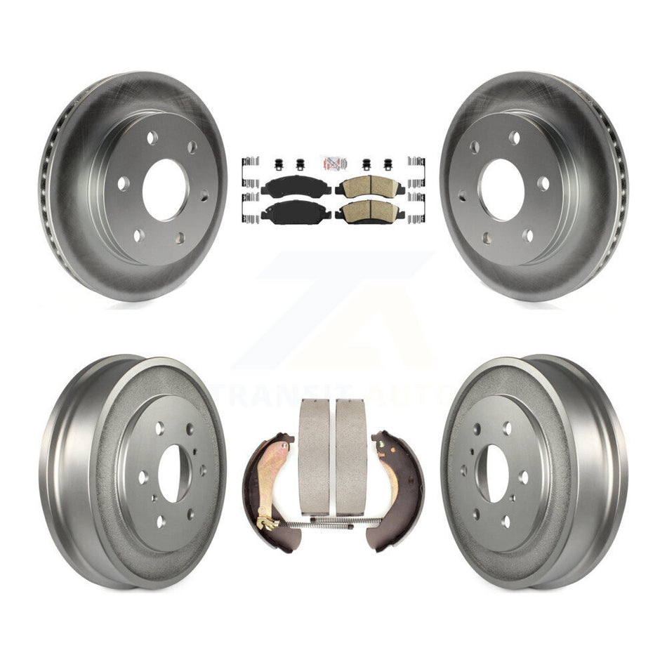 Front Rear Brake Rotors Ceramic Pad Coat Drum Kit For 07 GMC Sierra 1500 Disc rear brakes KGA-104319