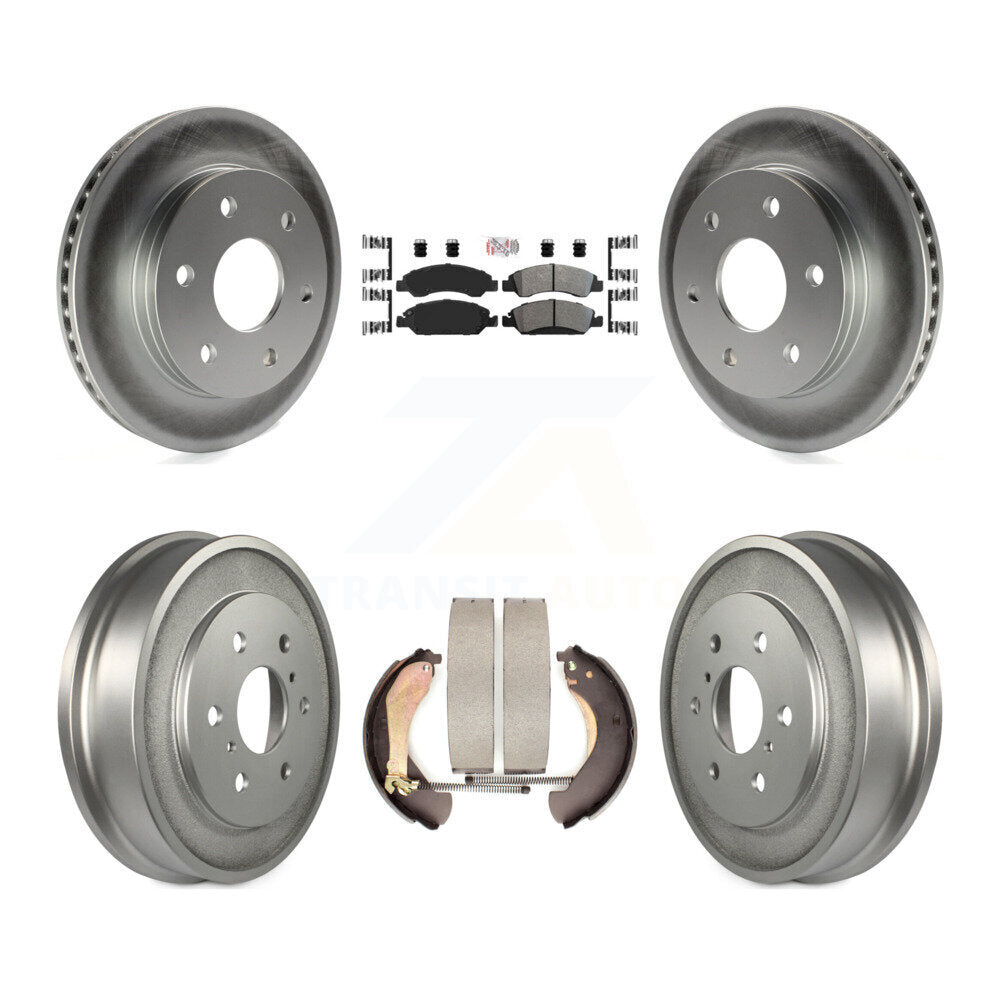 Front Rear Disc Brake Rotors Semi-Metallic Pads And Coated Drum Kit For GMC Sierra 1500 KGA-104320