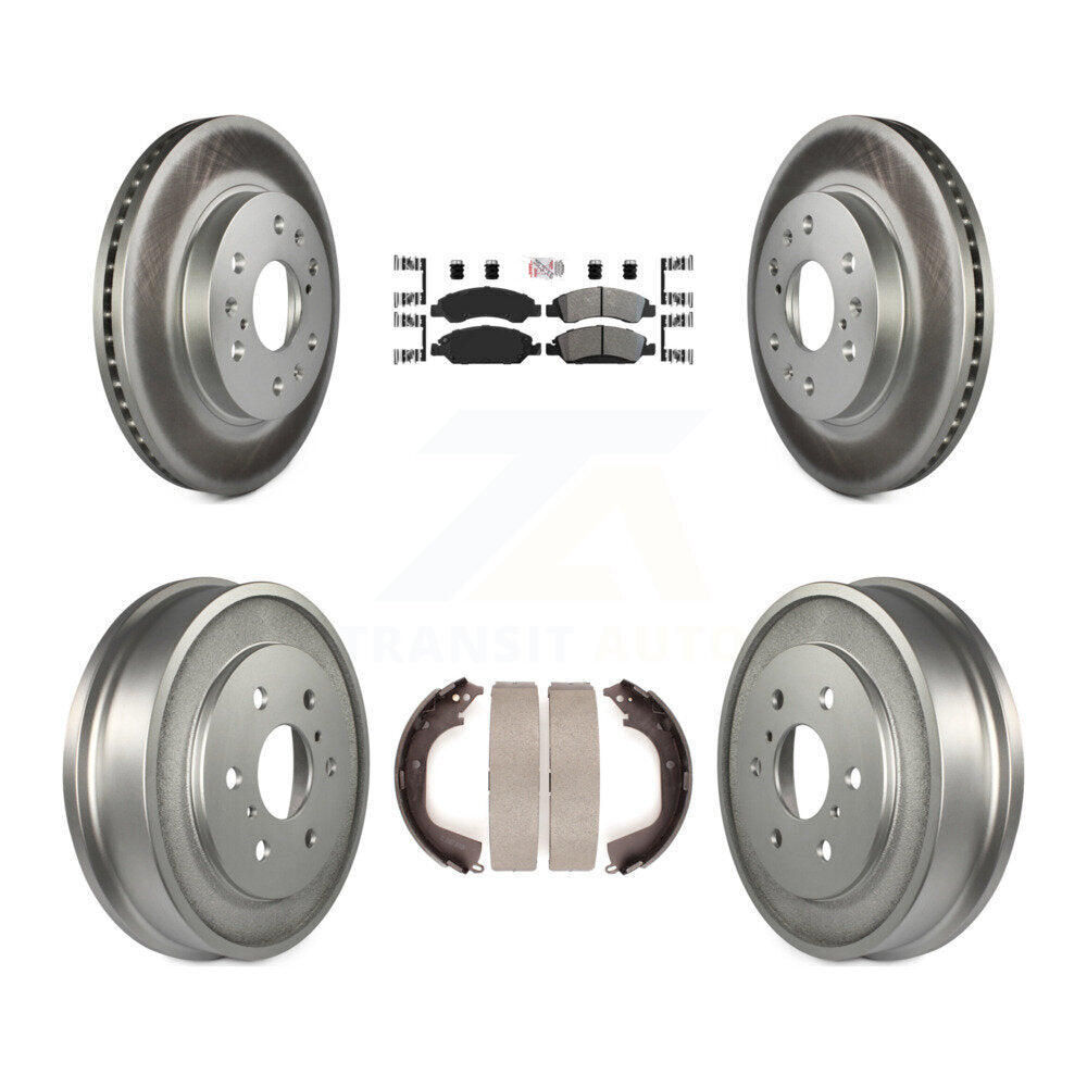 Front Rear Brake Rotor Semi-Metallic Pad Coated Drum Kit For Chevrolet Silverado 1500 GMC KGA-104324