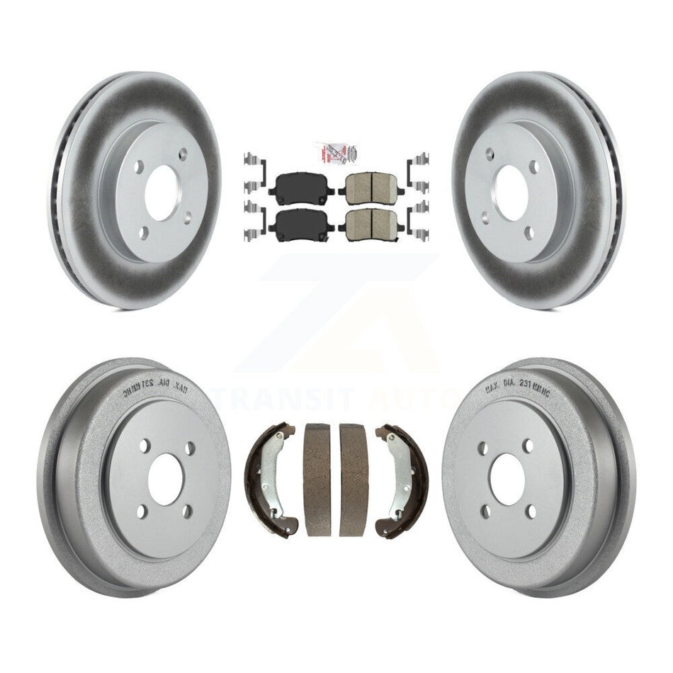 Front Rear Brake Rotors Ceramic Pad Coated Drum Kit For 07-08 Pontiac G5 Disc rear brakes KGA-104336