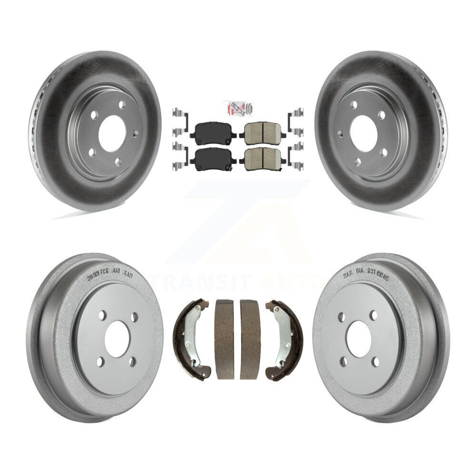 Front Rear Disc Brake Rotors Ceramic Pads And Coated Drum Kit For Pontiac Pursuit KGA-104339
