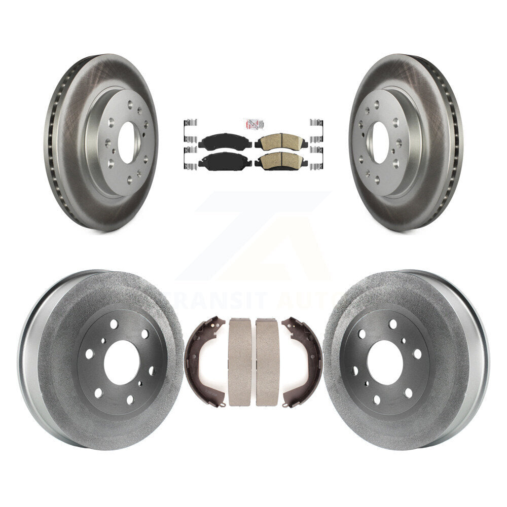 Front Rear Brake Rotors Ceramic Pad Coat Drum Kit For GMC Sierra 1500 Chevrolet Silverado KGA-104358