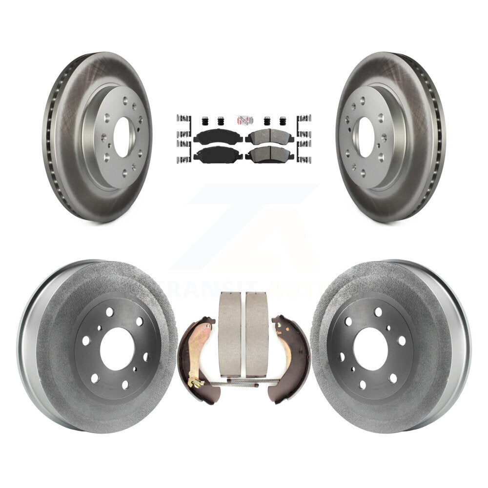 Front Rear Brake Rotor Semi-Metallic Pad Coated Drum Kit For Chevrolet Silverado 1500 GMC KGA-104360