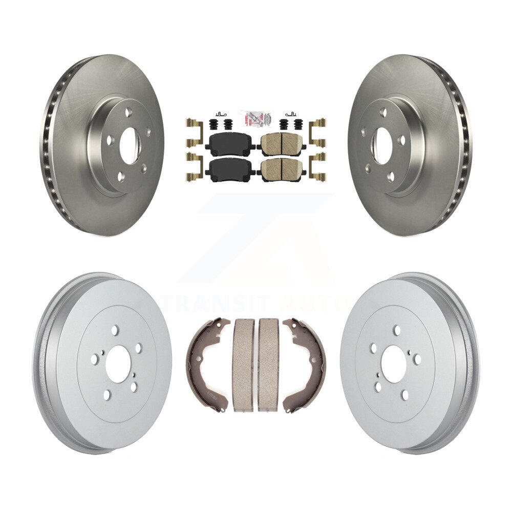 Front Rear Disc Brake Rotors Ceramic Pad & Coated Drum Kit For Toyota Matrix Pontiac Vibe KGA-104372
