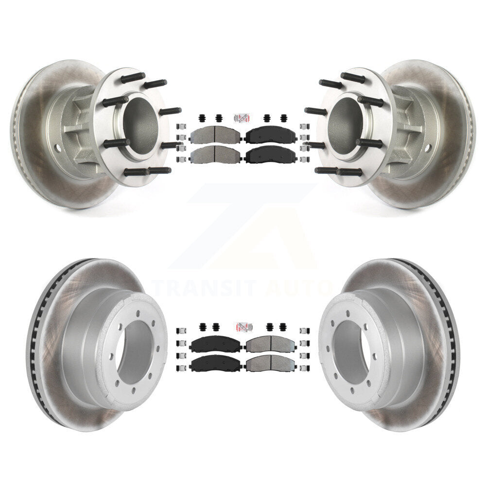 Front Rear Semi-Metallic Pad Coated Disc Brake Rotors Kit For Ford F-350 Super Duty F-250 KGA-104404