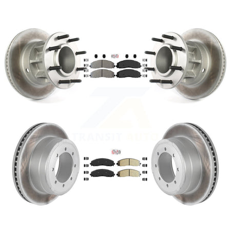 Front Rear Semi-Metallic Pad Coated Disc Brake Rotors Kit For Ford F-350 Super Duty F-250 KGA-104405