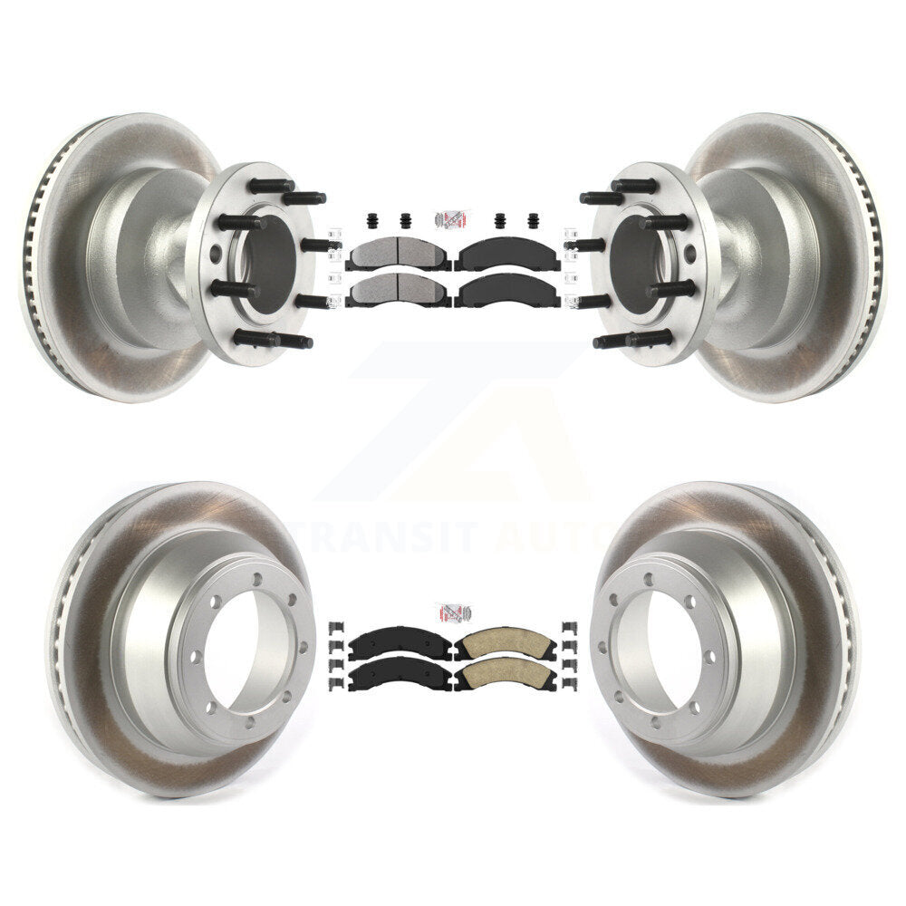 Front Semi-Metallic Rear Ceramic Pad Coat Disc Brake Rotors Kit For Ford E-450 Super Duty KGA-104412