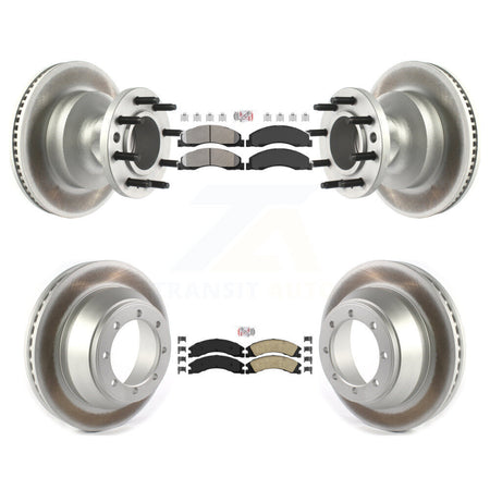 Front Semi-Metallic Rear Ceramic Pad Coat Disc Brake Rotors Kit For Ford E-450 Super Duty KGA-104418
