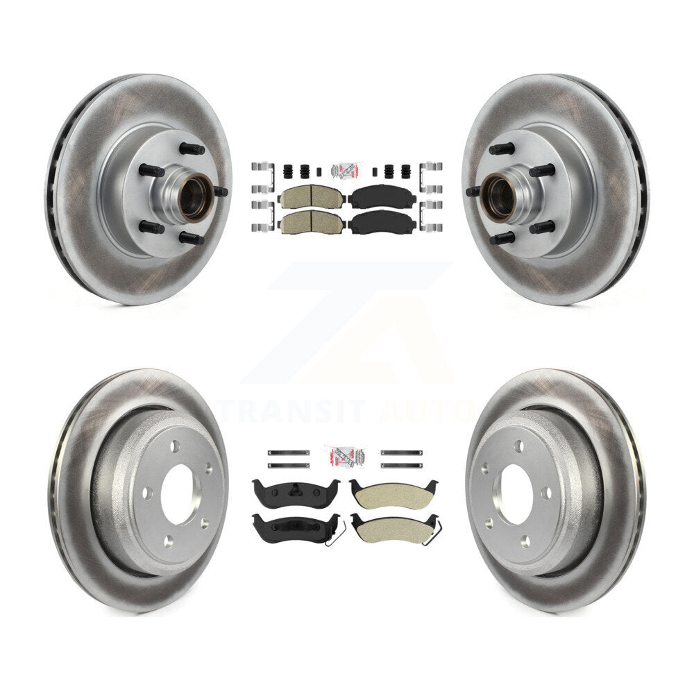 Front Ceramic Rear Semi-Metallic Pad Coated Brake Rotor Kit For 2010-2011 Ford Ranger RWD KGA-104421