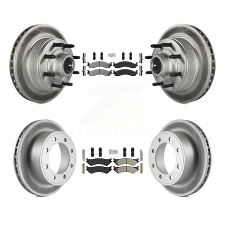 Front Rear Semi-Metallic Pad Coated Brake Rotors Kit For Ford E-350 Super Duty E-250 Club KGA-104422