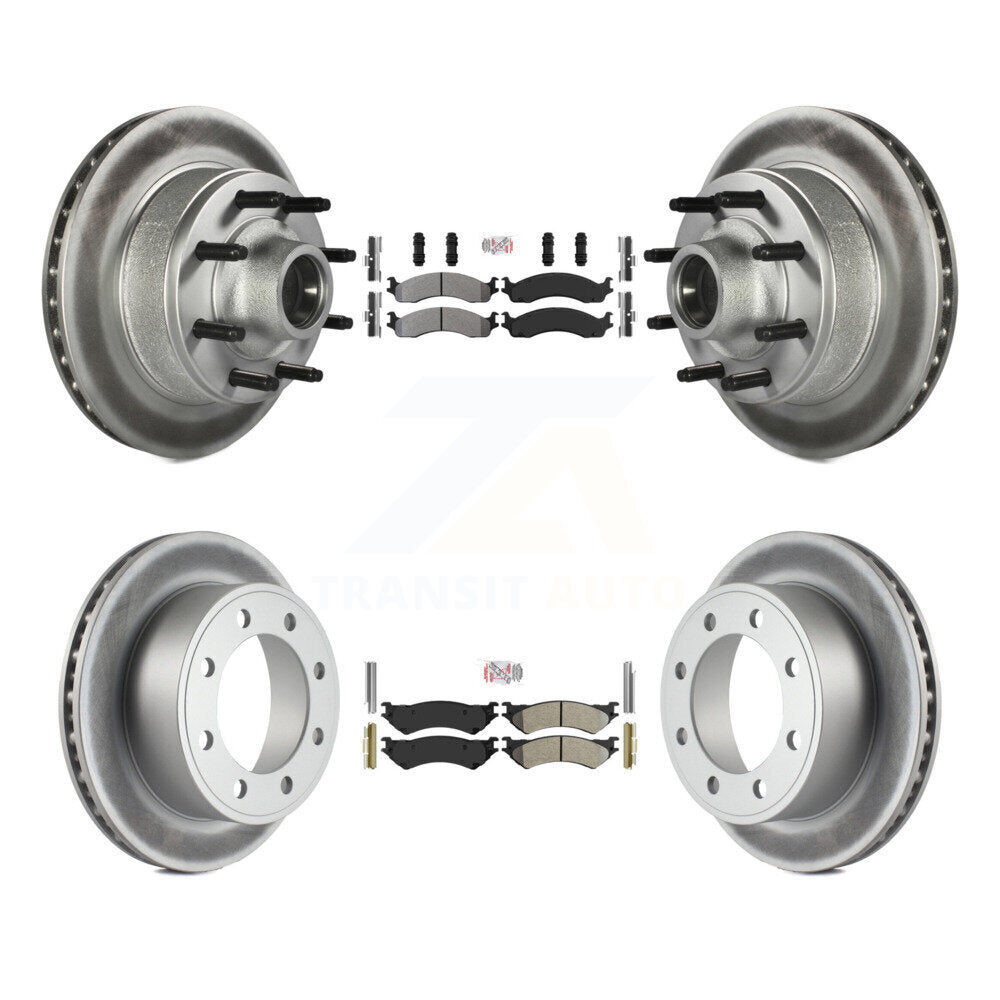 Front Rear Semi-Metallic Pad Coated Brake Rotors Kit For Ford E-350 Super Duty E-250 Club KGA-104423