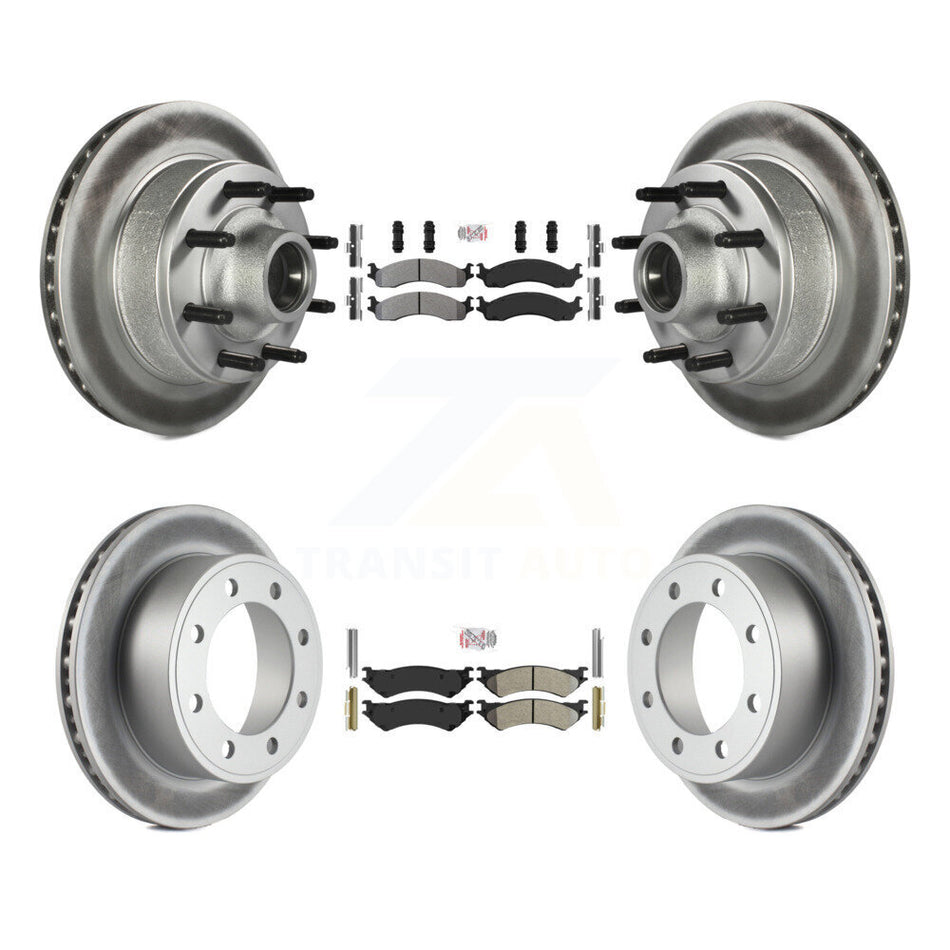 Front Rear Semi-Metallic Pad Coated Brake Rotors Kit For Ford E-350 Super Duty E-250 Club KGA-104423
