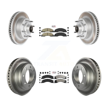 Front Ceramic Rear Semi-Metallic Pad Coat Brake Rotor Kit For Ford E-350 Super Duty E-250 KGA-104427