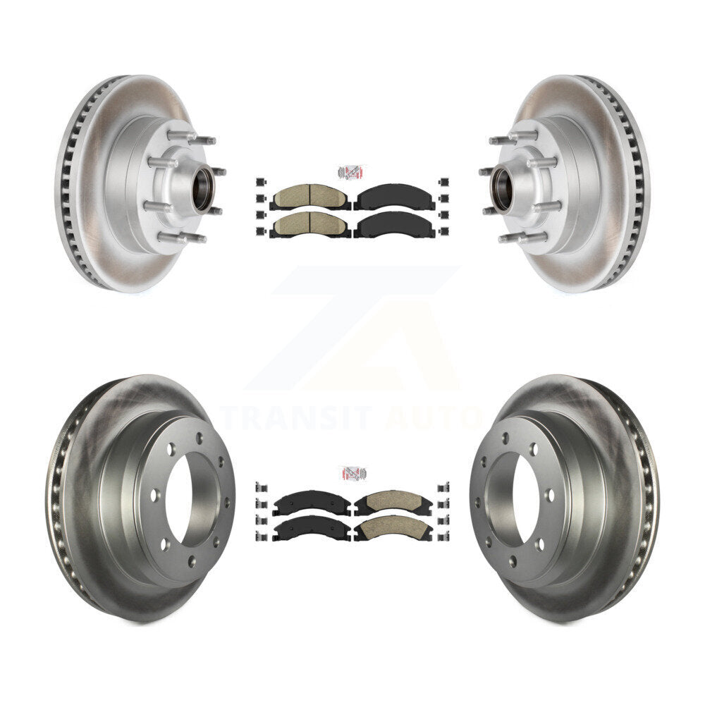Front Rear Ceramic Pad Coated Disc Brake Rotors Kit For Ford E-350 Super Duty E-250 E-150 KGA-104428