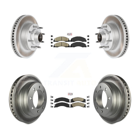 Front Rear Ceramic Pad Coated Disc Brake Rotors Kit For Ford E-350 Super Duty E-250 E-150 KGA-104428
