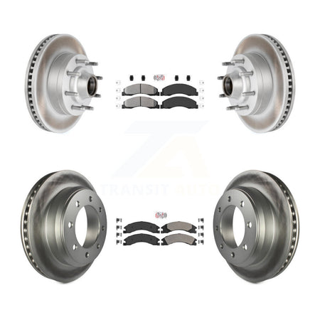 Front Rear Semi-Metallic Pad Coated Brake Rotor Kit For Ford E-350 Super Duty E-250 E-150 KGA-104429