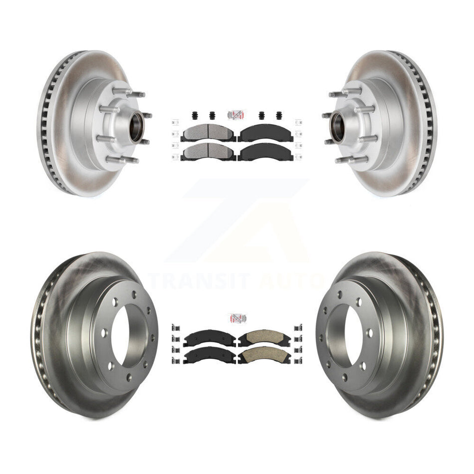 Front Semi-Metallic Rear Ceramic Pad Coat Brake Rotor Kit For Ford E-350 Super Duty E-250 KGA-104431