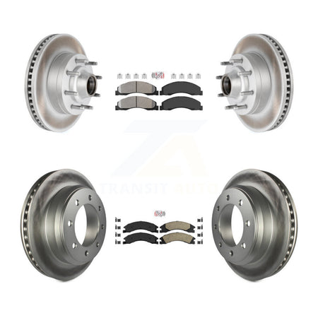 Front Semi-Metallic Rear Ceramic Pad Coat Brake Rotor Kit For Ford E-350 Super Duty E-250 KGA-104434