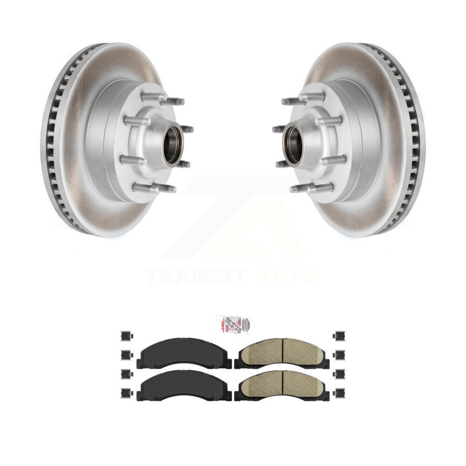 Front Coated Disc Brake Rotor Ceramic Pad Kit For Ford E-350 Super Duty E-250 E-150 E-450 KGA-104435