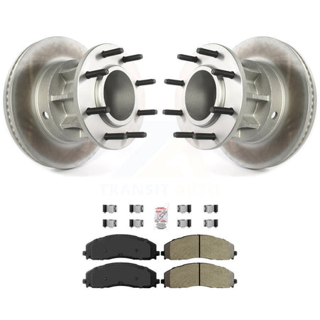Front Coat Disc Brake Rotor Hub Semi-Metallic Pad Kit For Ford F-350 Super Duty F-250 RWD KGA-104443