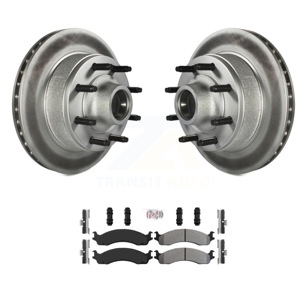 Front Coated Brake Rotors Semi-Metallic Pad Kit For Ford E-350 Super Duty E-250 Econoline KGA-104452