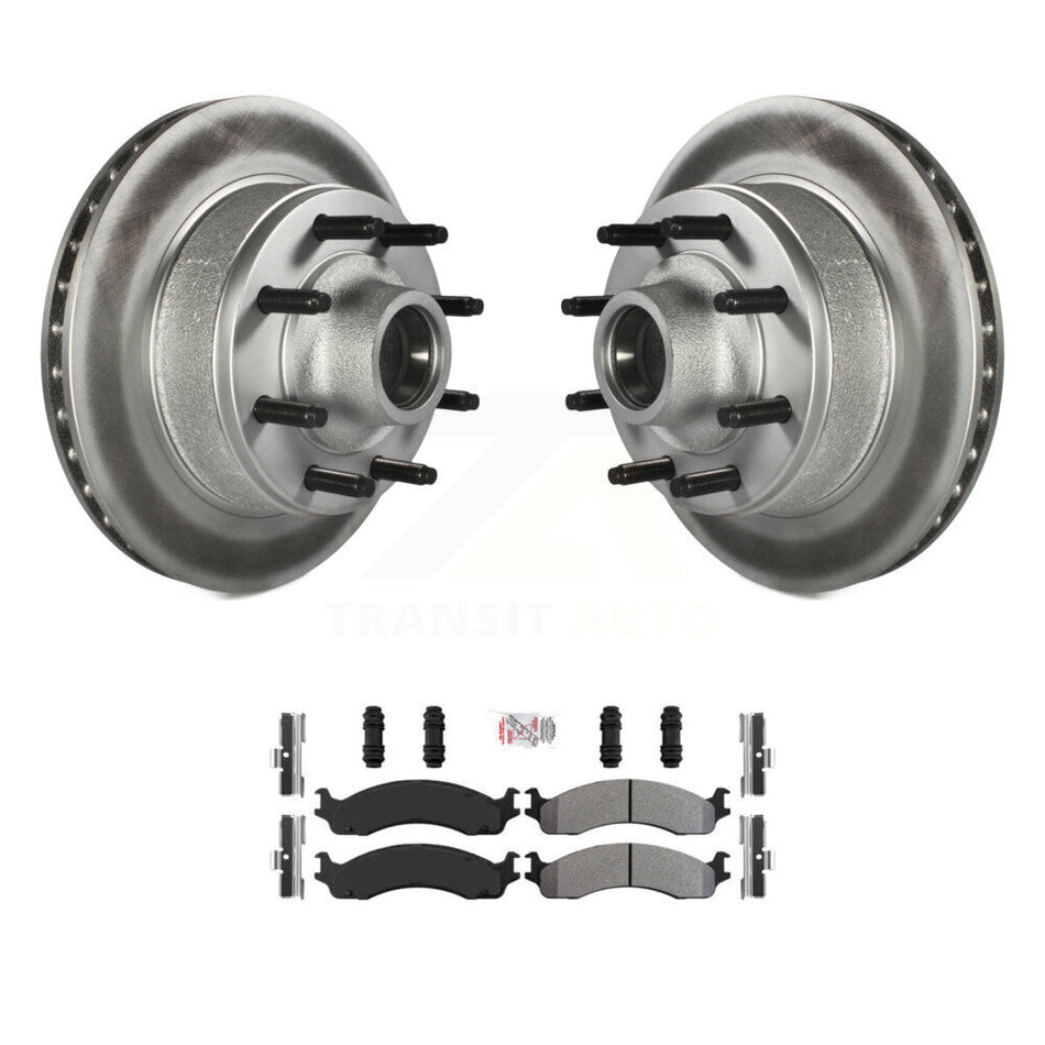 Front Coated Brake Rotors Semi-Metallic Pad Kit For Ford E-350 Super Duty E-250 Econoline KGA-104452