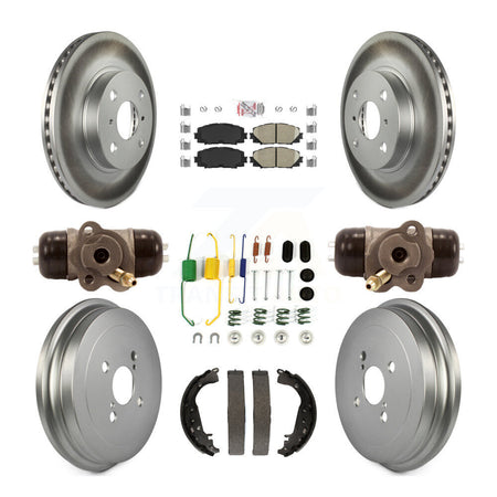 Front Rear Disc Brake Rotors Ceramic Pads And Coated Drum Kit (9Pc) For Toyota Yaris KGA-104454