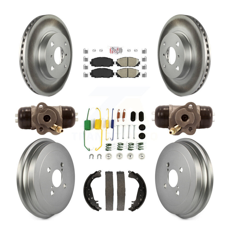 Front Rear Disc Brake Rotors Ceramic Pads And Coated Drum Kit (9Pc) For Toyota Yaris KGA-104455