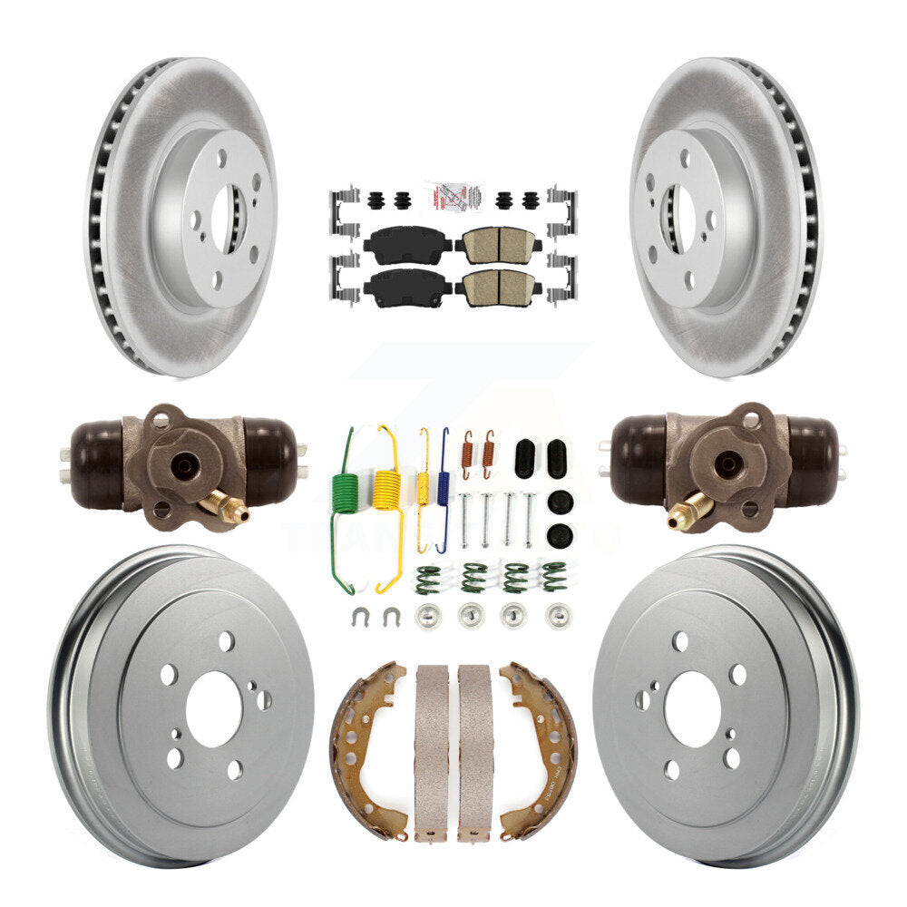 Front Rear Disc Brake Rotors Ceramic Pads And Coated Drum Kit (9Pc) For 2008 Toyota Prius KGA-104459