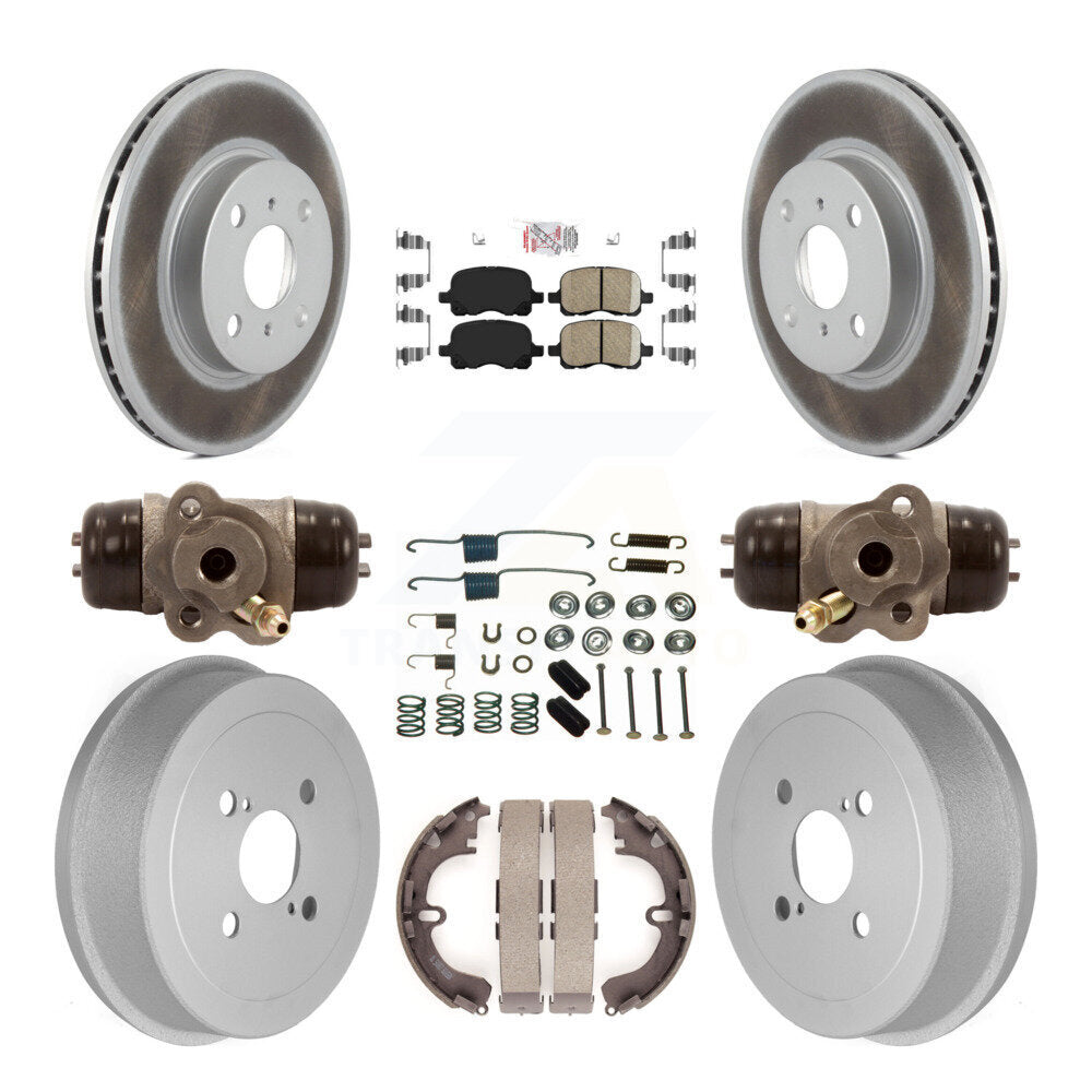 Front Rear Brake Rotor Ceramic Pad Coat Drum Kit (9Pc) For Toyota Corolla Chevrolet Prizm KGA-104473