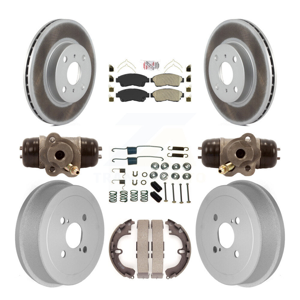 Front Rear Disc Brake Rotors Ceramic Pad Coat Drum Kit (9Pc) For Toyota Corolla Geo Prizm KGA-104474