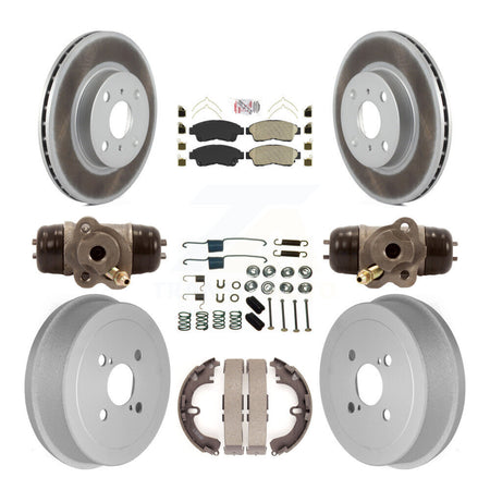 Front Rear Disc Brake Rotors Ceramic Pad Coat Drum Kit (9Pc) For Toyota Corolla Geo Prizm KGA-104474