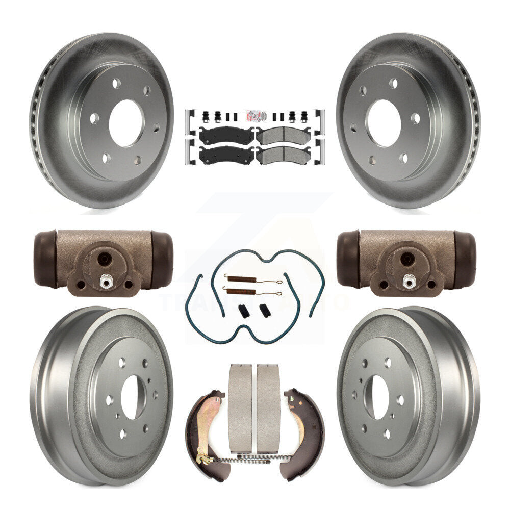 Front Rear Brake Rotor Semi-Metallic Pad Coat Drum Kit (9Pc) For Chevrolet Silverado 1500 KGA-104477