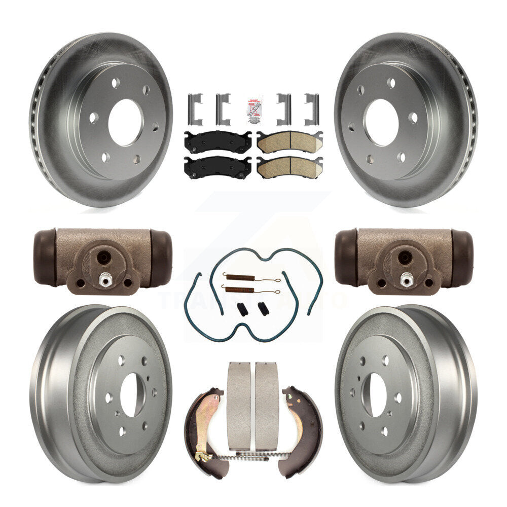 Front Rear Brake Rotor Ceramic Pad Coated Drum Kit (9Pc) For Chevrolet Silverado 1500 GMC KGA-104483