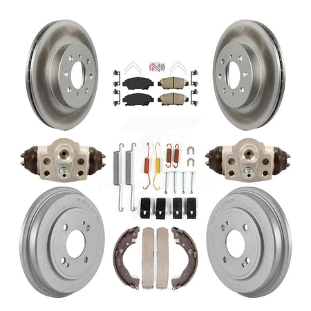 Front Rear Disc Brake Rotors Ceramic Pads And Coated Drum Kit (9Pc) For Honda Fit KGA-104485