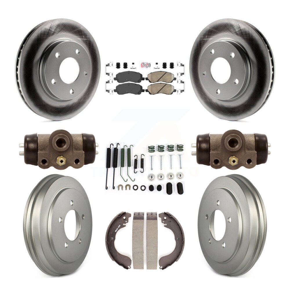 Front Rear Disc Brake Rotors Ceramic Pads And Coated Drum Kit (9Pc) For Dodge Caliber KGA-104486